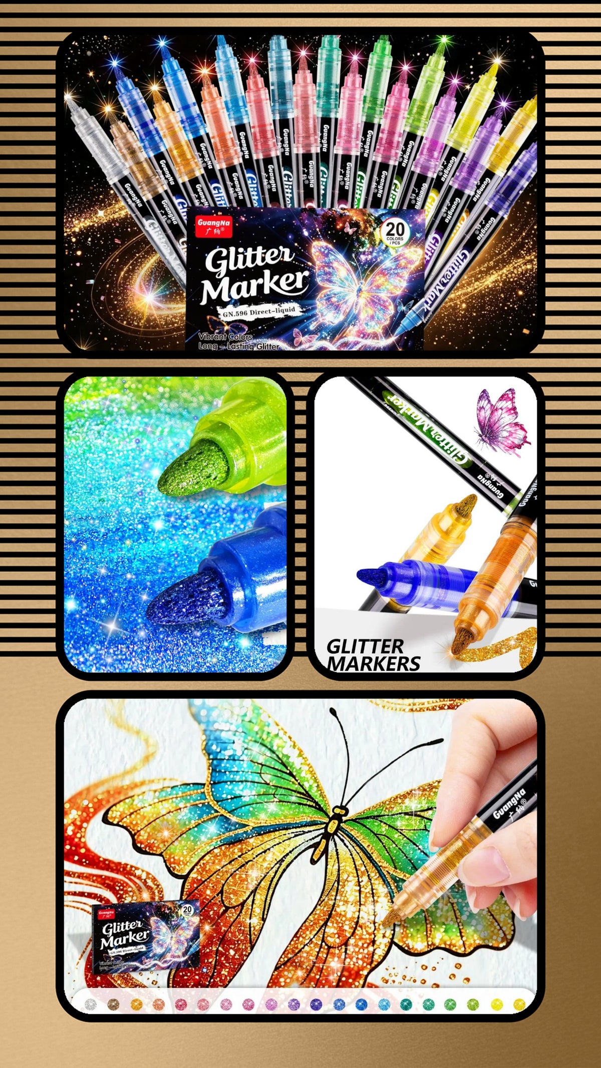 PRÉ-COMMANDE - GUANGNA - FEUTRES À PAILLETTES
