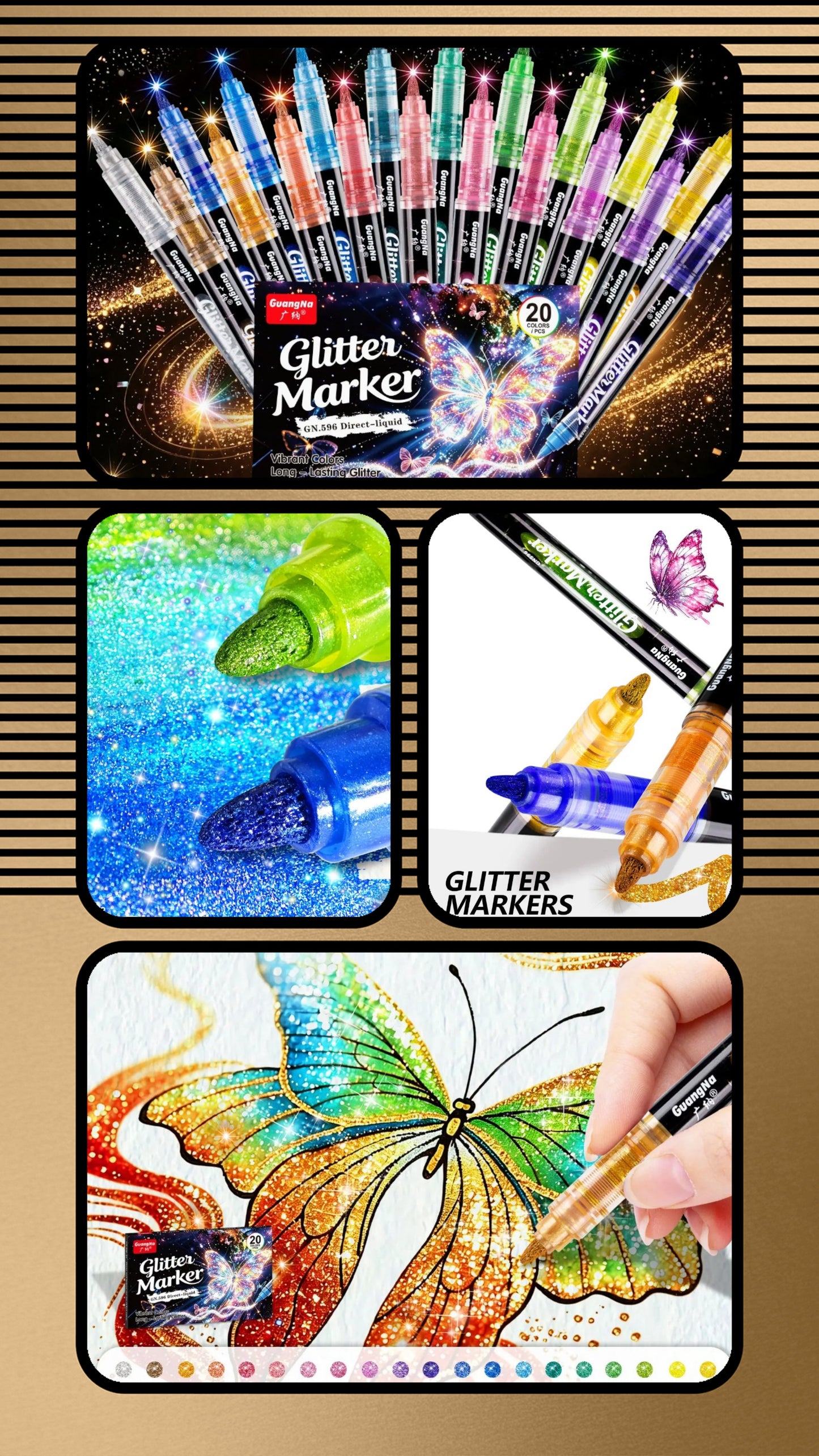 PRÉ-COMMANDE - GUANGNA - FEUTRES À PAILLETTES
